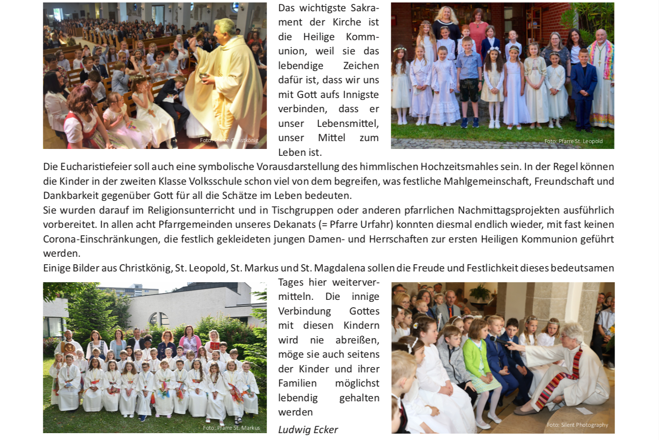 Erstkommunionseindrücke aus verschiedenen Pfarrgemeinden in Urfahr