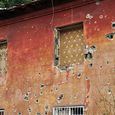 The destruction of the house after the shelling in eastern Ukraine
